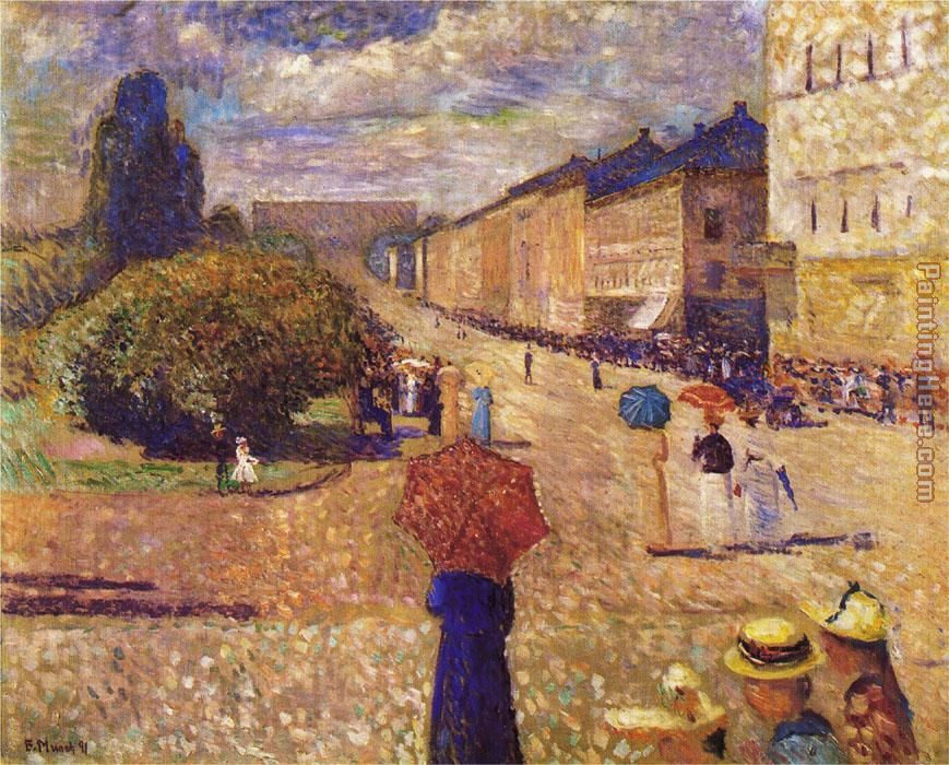 Spring Day on Karl Johan Street painting - Edvard Munch Spring Day on Karl Johan Street art painting